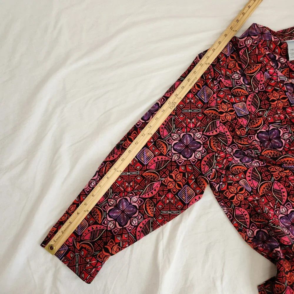 CATHERINES Multicolor AbstractPrint Full Button Down Shirt PLUS PETITE Size 3XWP - Picture 14 of 14